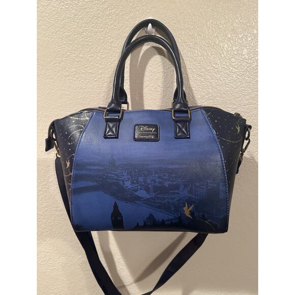 NWOT Loungefly Disney Peter Pan On to Neverland Night Sky Satchel Bag Purse Hook - Picture 6 of 10